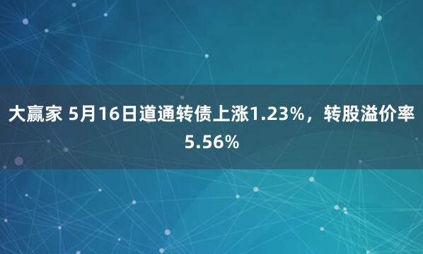 大赢家 5月16日道通转债上涨1.23%，转股溢价率5.56%