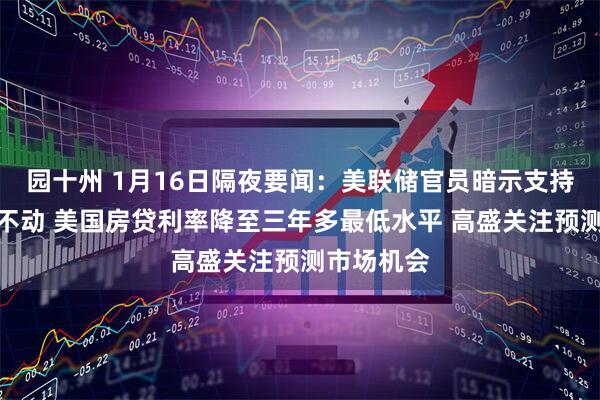 园十州 1月16日隔夜要闻：美联储官员暗示支持本月按兵不动 美国房贷利率降至三年多最低水平 高盛关注预测市场机会